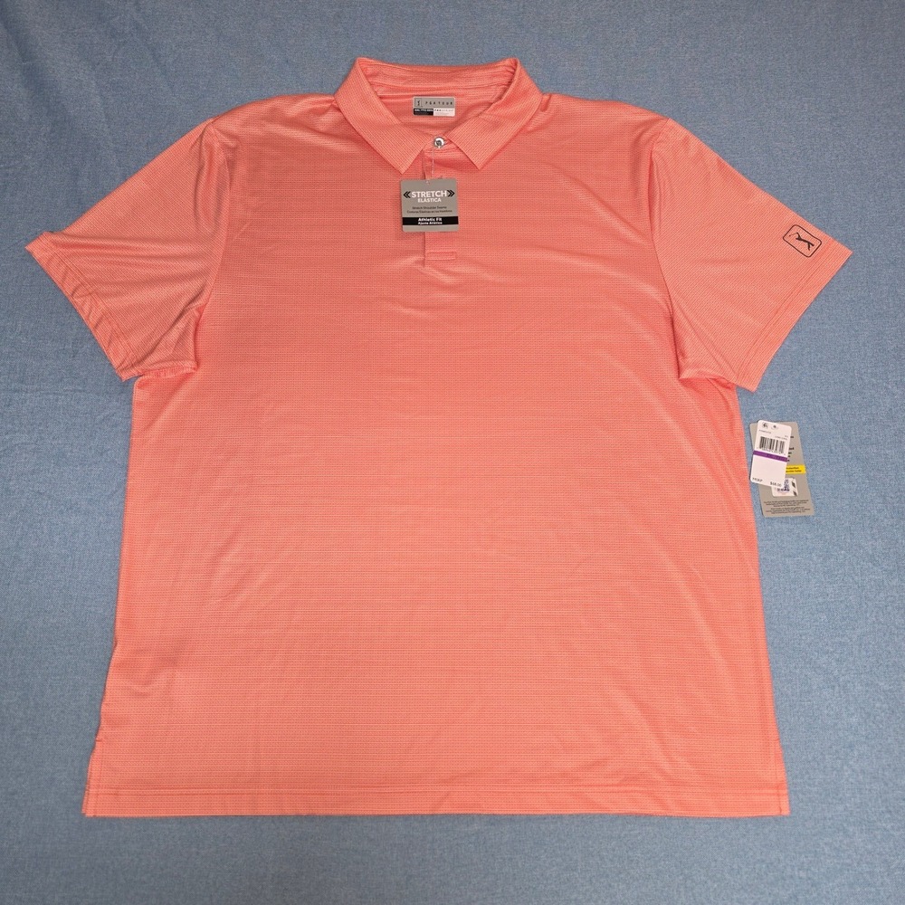 PGA Tour Pro Series Mens XXL Golf Polo Living Coral Stretch Athletic PVKMF037DS